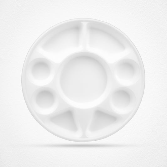 9 Compartment Sugarcane Fiber Disposable White Plates - 320x320mm