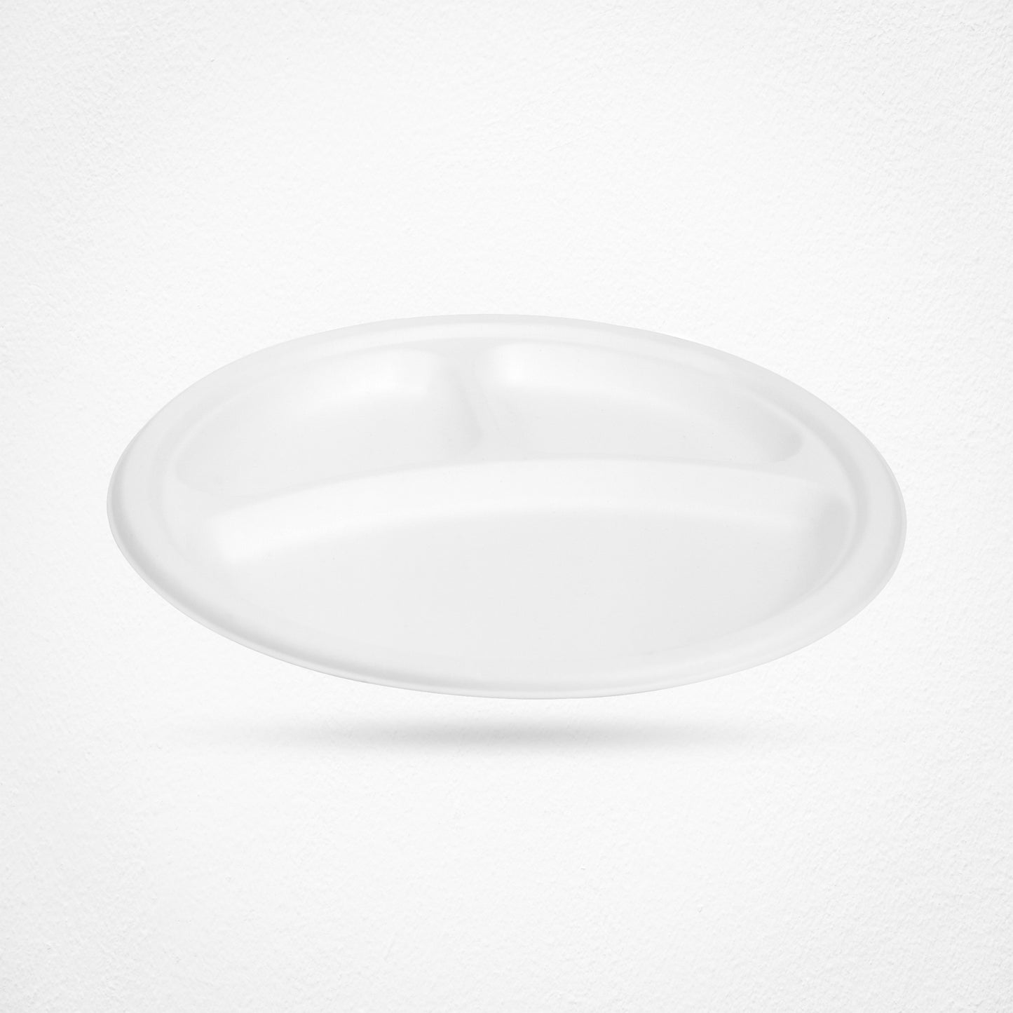 3 Compartment Sugarcane Fiber Disposable Plates White - 9" (23cm)