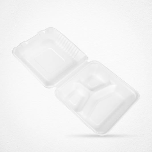 3 Compartments Clamsell Food Container Takeaway Box 9″ x 9″ – Pack of 100