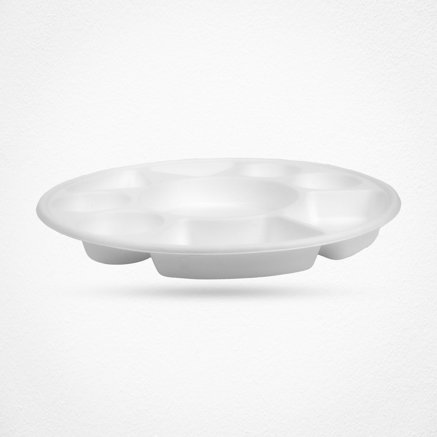 9 Compartment Sugarcane Fiber Disposable White Plates - 320x320mm