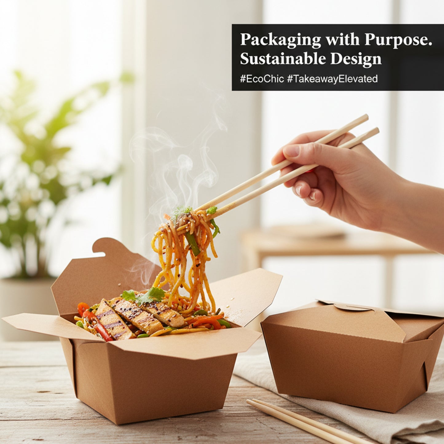 Kraft Paper Takeaway Food Container Boxes – Small – 800ml