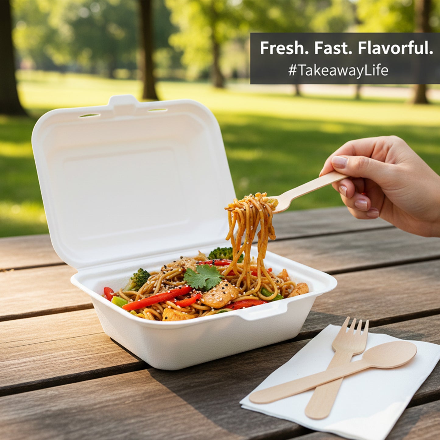 Bagasse Lunch Box Food Takeaway Containers (600ml) – 7″ x 5″