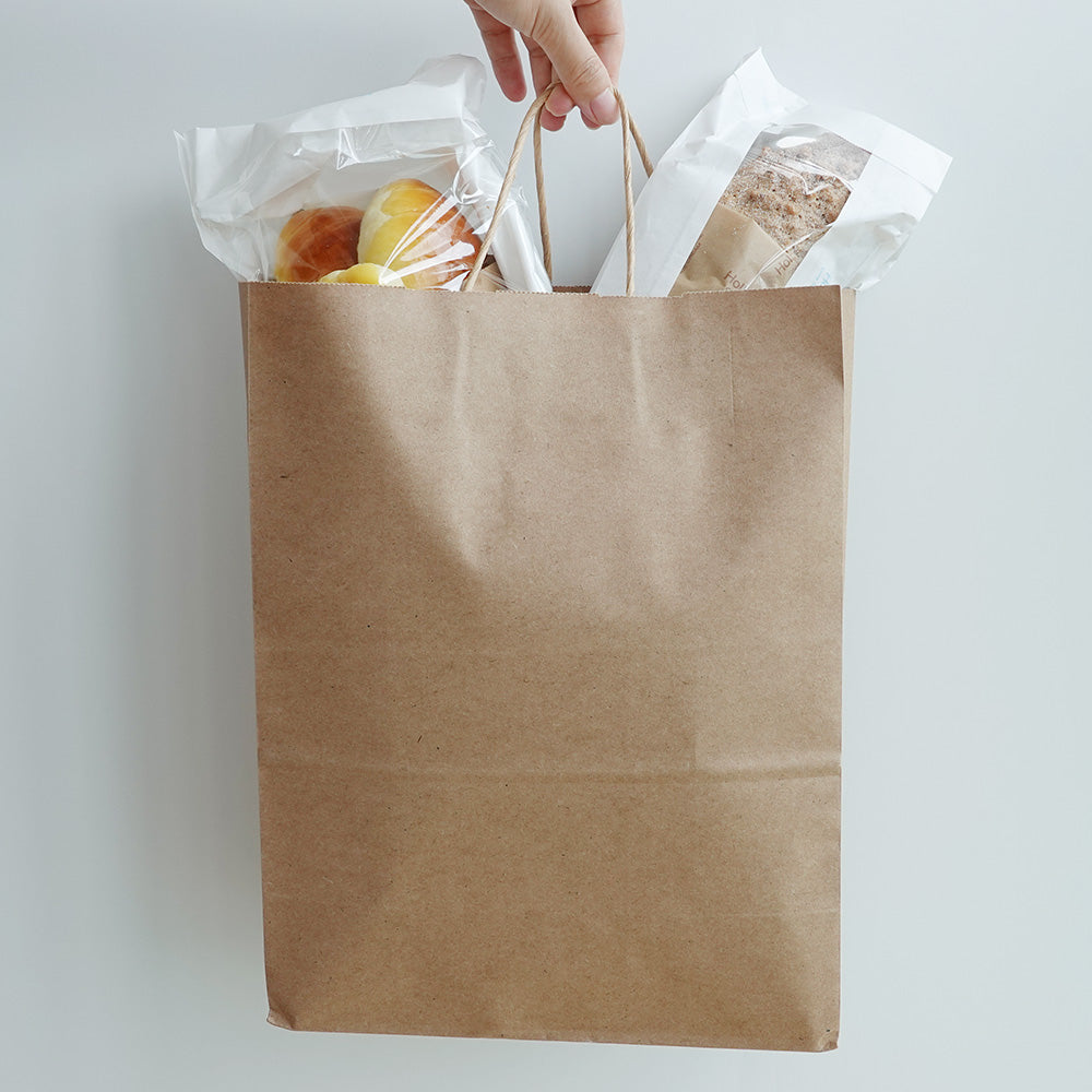 EcoFlavour Kraft Paper Brown Takeaway Bags – Large – Pack of 50