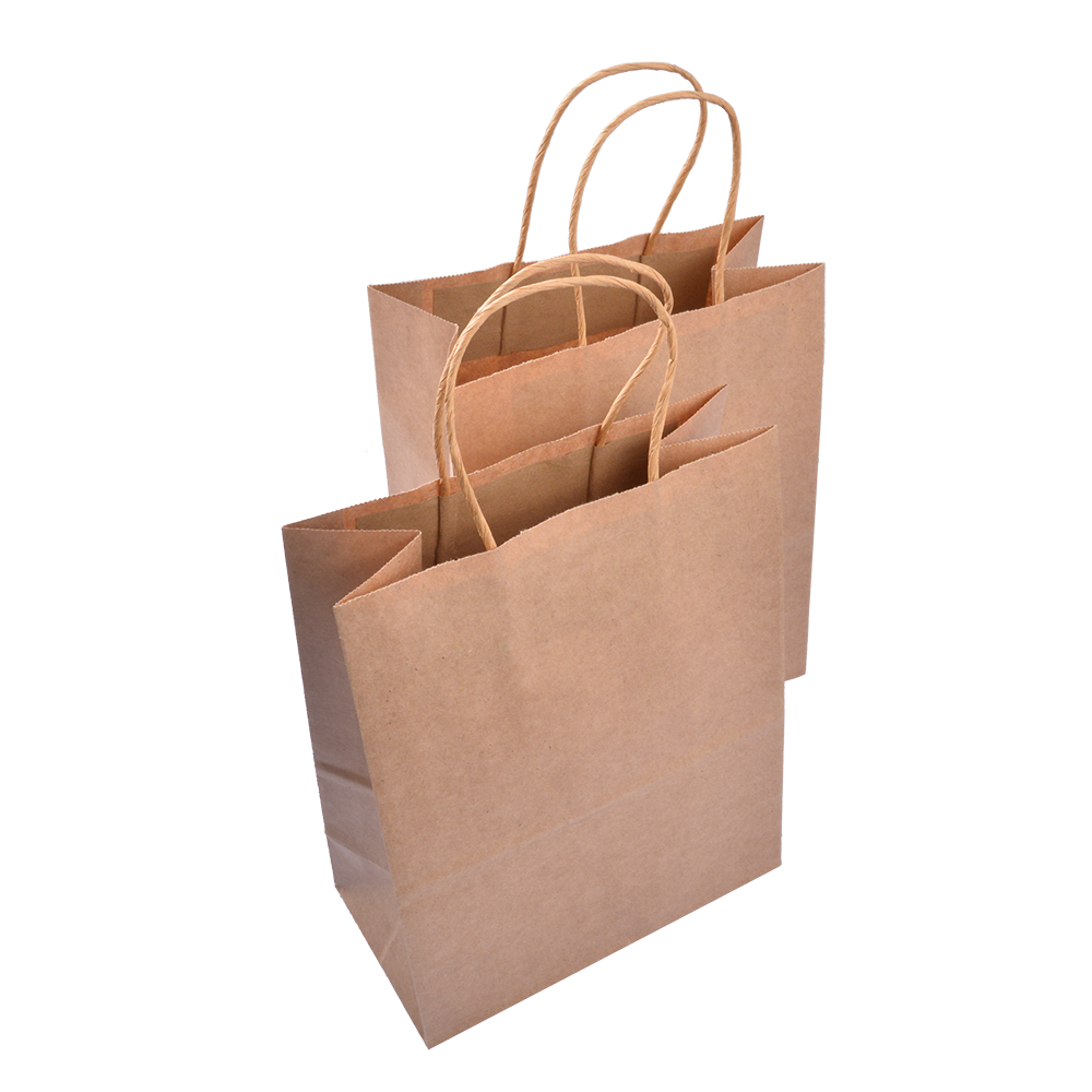 EcoFlavour Kraft Paper Brown Takeaway Bags – Large – Pack of 50