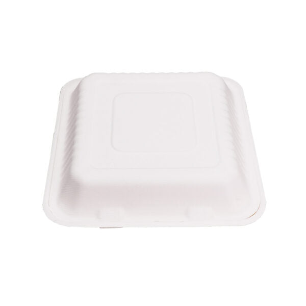 Clamshell  White disposable Food Container Boxes in Square - 9" x 9"