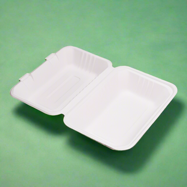 EcoFlavour Clamshell Bagasse Food Takeaway Containers - 9″ x 6″