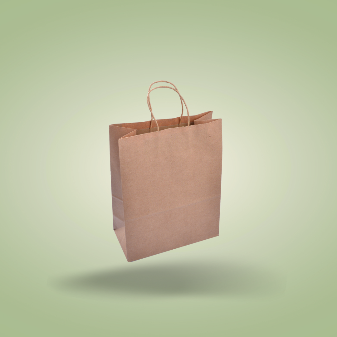 EcoFlavour Craft Paper Brown Takeaway Bags – Large – Pack of 50