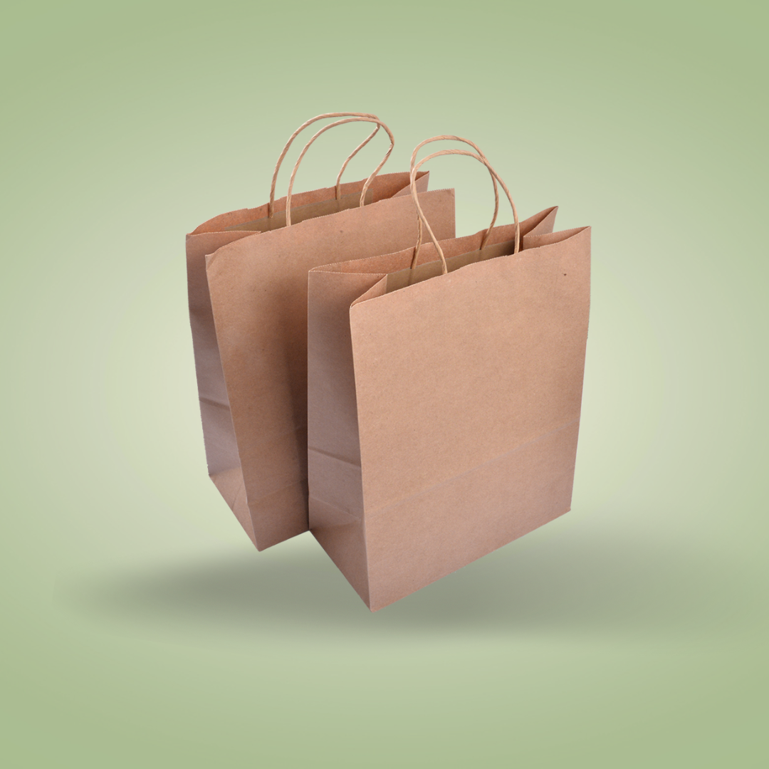 EcoFlavour Craft Paper Brown Takeaway Bags – Large – Pack of 50