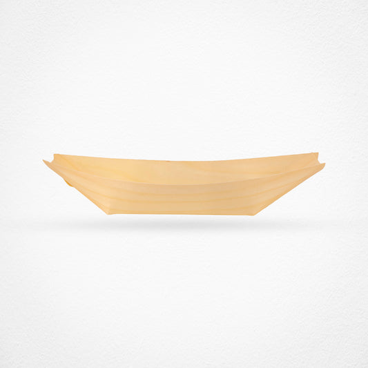 Disposable Pine Wood Canape Serving Boats – Large (185x100mm) – Pack of 50