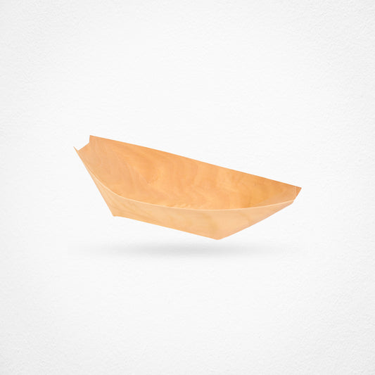 Disposable Pine Wood Canape Serving Boats – Small (135x75mm) – Pack of 50
