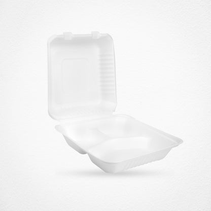3 Compartments Clamsell Food Container Takeaway Box 9″ x 9″ – Pack of 100