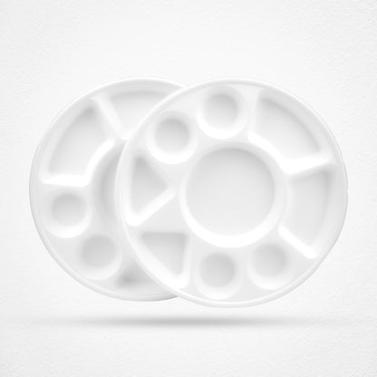 9 Compartment Sugarcane Fiber Disposable White Plates - 320x320mm