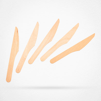 Disposable Cutlery 6″ Wooden Knives – Pack of 100