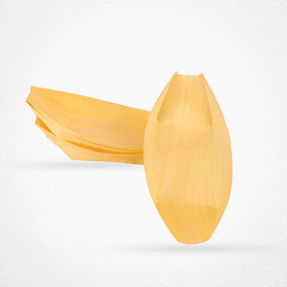 Disposable Pine Wood Canape Serving Boats – Large (185x100mm) – Pack of 50