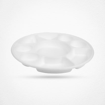 9 Compartment Sugarcane Fiber Disposable White Plates - 320x320mm