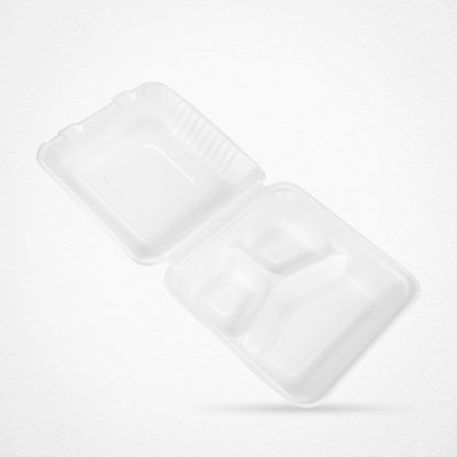 3 Compartments Clamsell Food Container Takeaway Box 9″ x 9″ – Pack of 100
