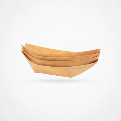 Disposable Pine Wood Canape Serving Boats – Small (135x75mm) – Pack of 50