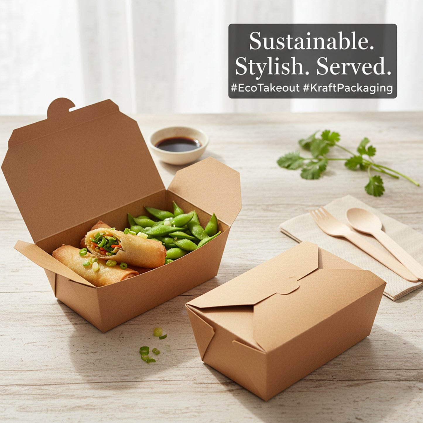 Kraft Paper Food Takeaway Container Boxes – Large – 1400ml – Pack of 50