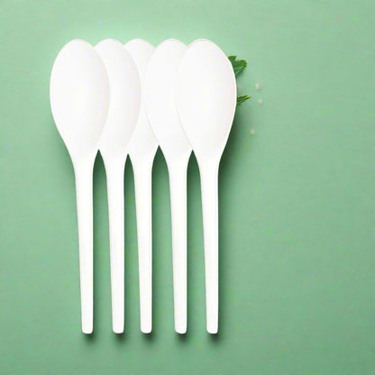 Disposable Cutlery 6.5″ CPLA Compostable Spoons – Pack of 50