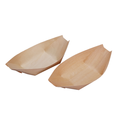 Disposable Pine Wood Canape Serving Boats – Large (185x100mm) – Pack of 50