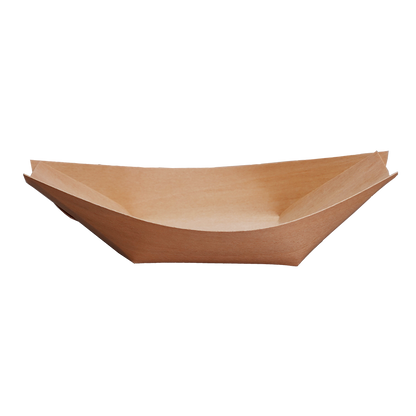 Disposable Pine Wood Canape Serving Boats – Large (185x100mm) – Pack of 50