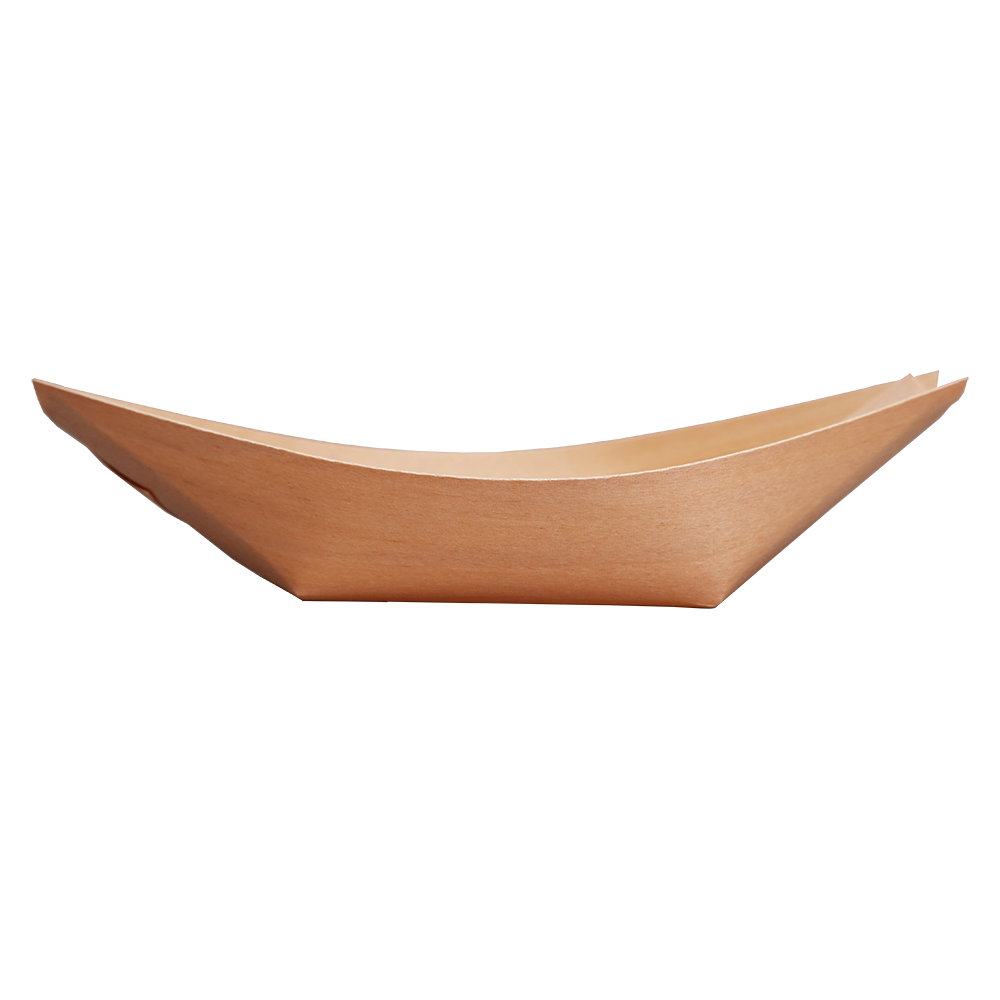 Disposable Pine Wood Canape Serving Boats – Large (185x100mm) – Pack of 50