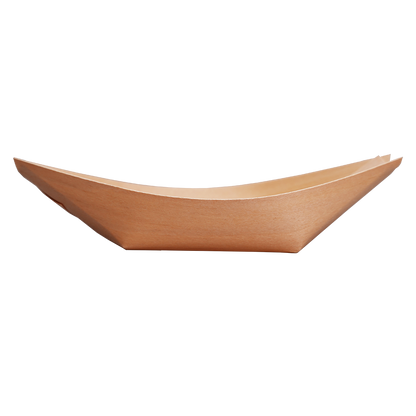 Disposable Pine Wood Canape Serving Boats – Large (185x100mm) – Pack of 50