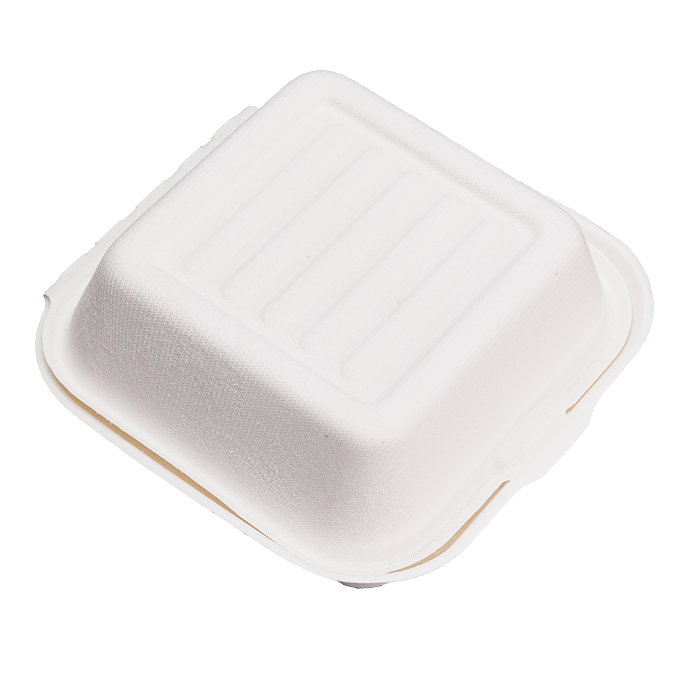 EcoFlavour Bagasse Hamburger Box – Square 6″ x 6″ (450ml)