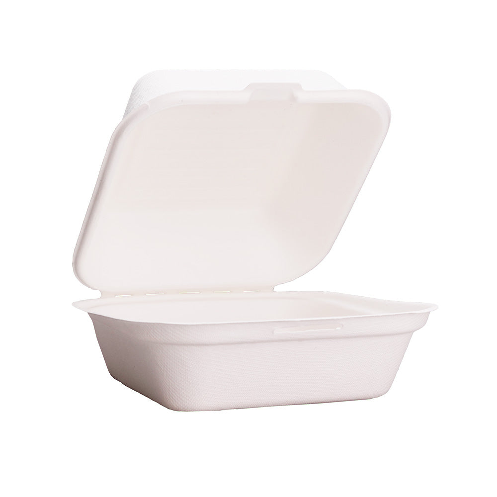 EcoFlavour Bagasse Hamburger Box – Square 6″ x 6″ (450ml)