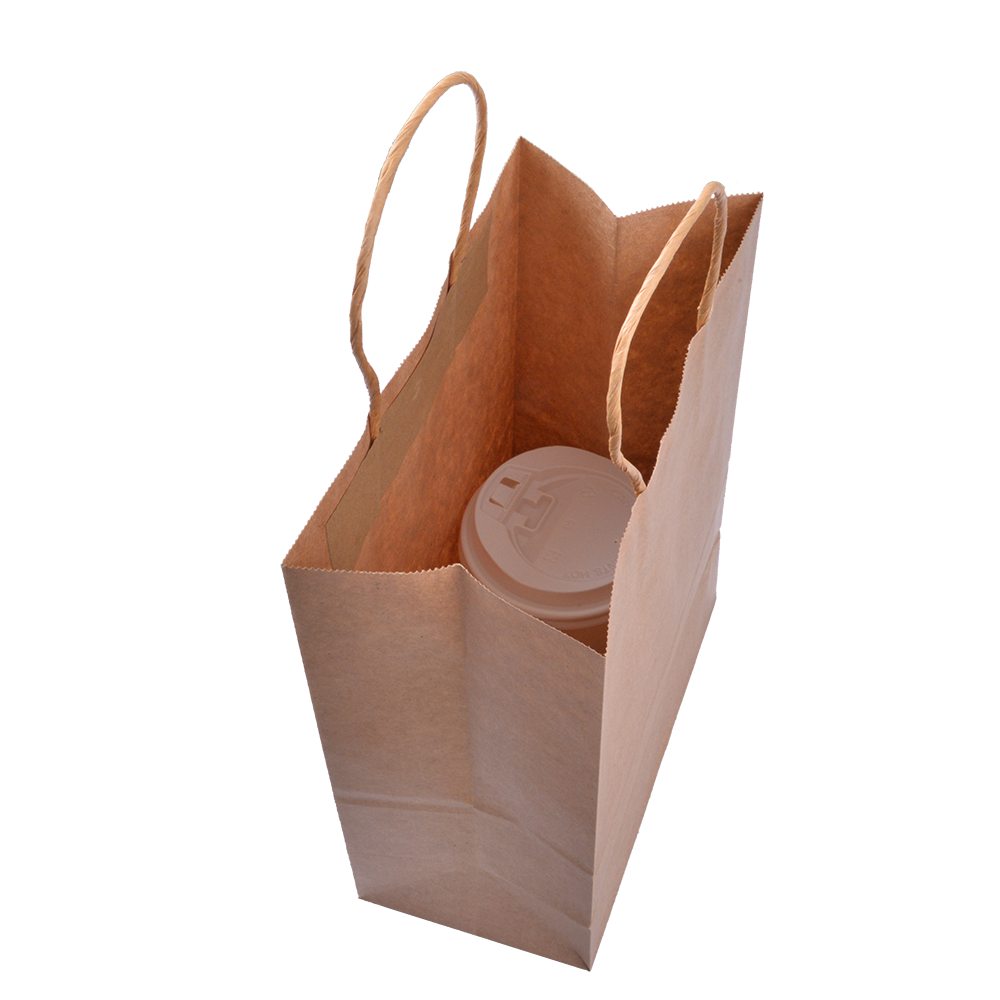 EcoFlavour Craft Paper Takeaway Bags – Medium – Pack of 50