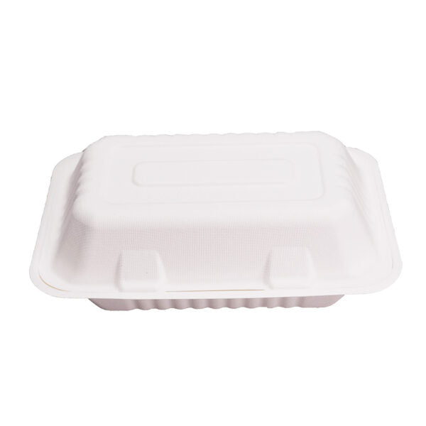 EcoFlavour Clamshell Bagasse Food Takeaway Containers -  9″ x 6″