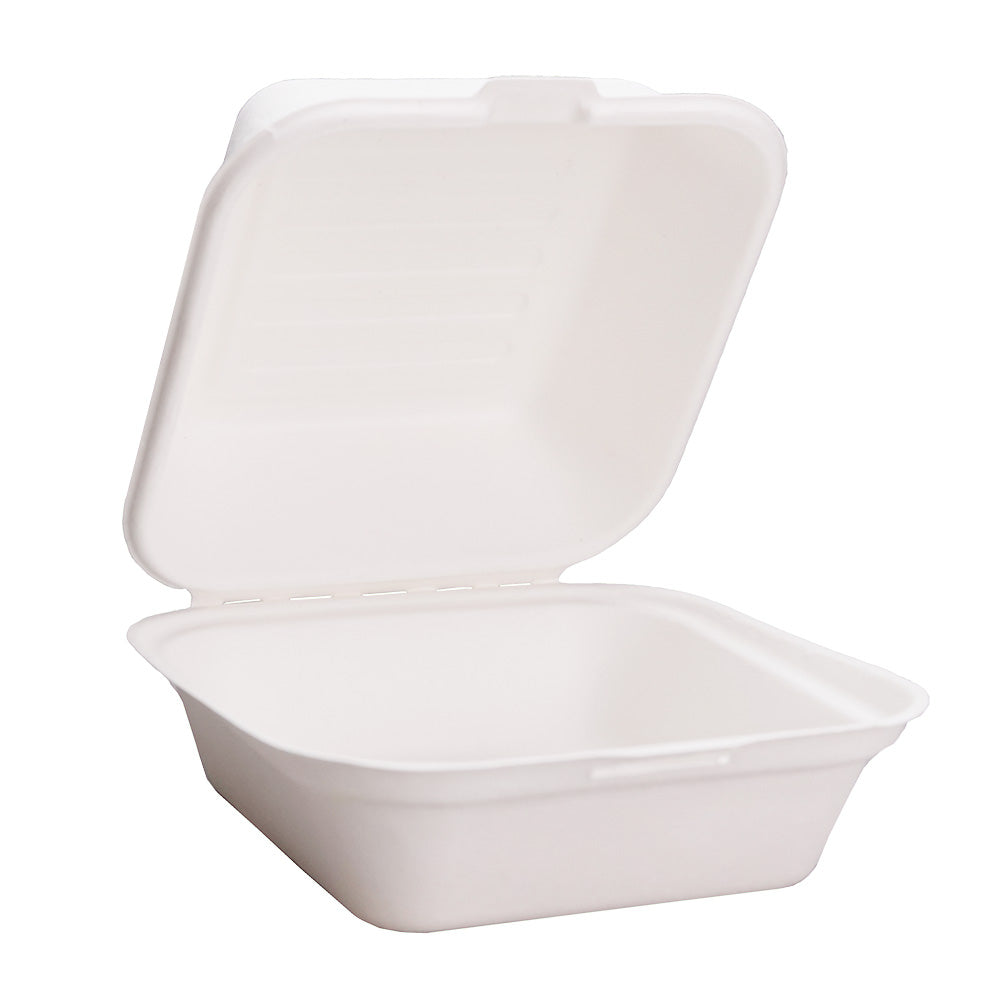 EcoFlavour Bagasse Hamburger Box – Square 6″ x 6″ (450ml)