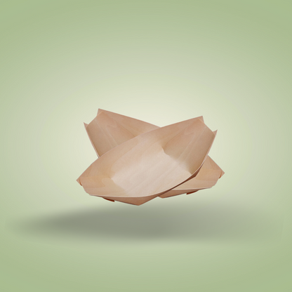 Disposable Pine Wood Canape Serving Boats – Large (185x100mm) – Pack of 50