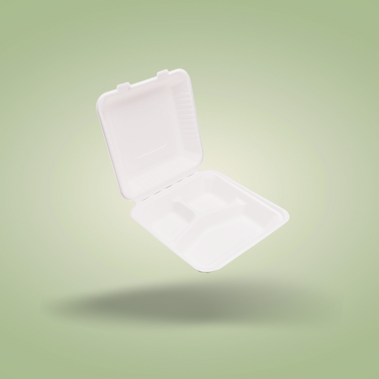 3 Compartments Clamsell Food Container Takeaway Box 9″ x 9″ – Pack of 100