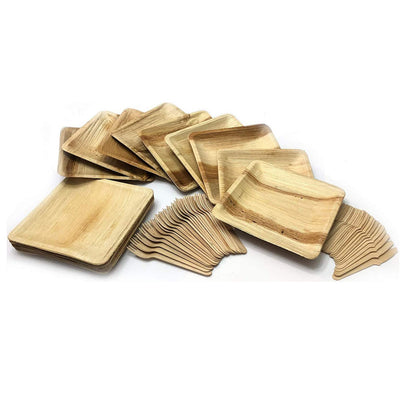 EcoFlavour Palm Leaf Square Plates – 8″ – 20cm disposable Plates – Pack of 25