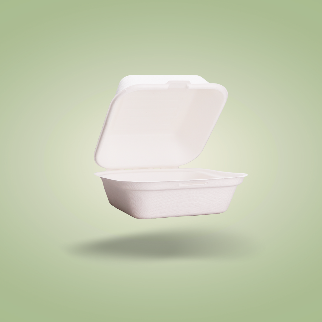 EcoFlavour Bagasse Hamburger Box – Square 6″ x 6″ (450ml)