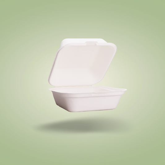 EcoFlavour Bagasse Hamburger Box – Square 6″ x 6″ (450ml)