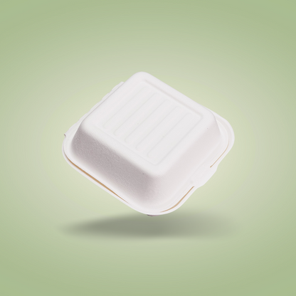 EcoFlavour Bagasse Hamburger Box – Square 6″ x 6″ (450ml)