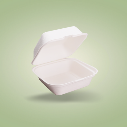 EcoFlavour Bagasse Hamburger Box – Square 6″ x 6″ (450ml)