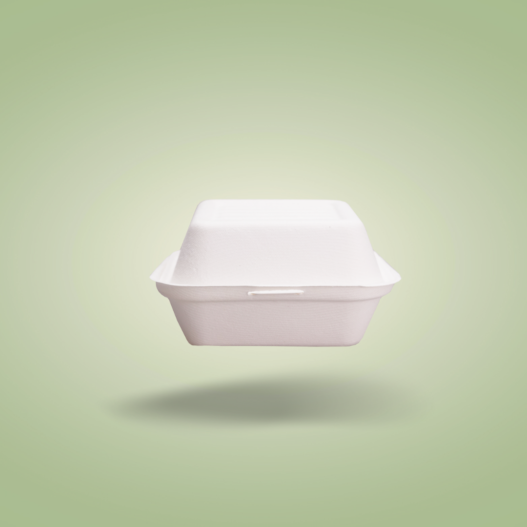 EcoFlavour Bagasse Hamburger Box – Square 6″ x 6″ (450ml)