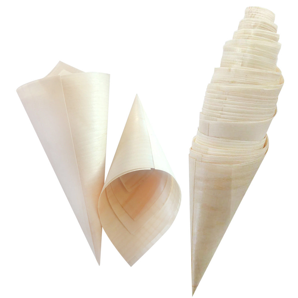 Disposable Cotton Wood Canape Serving Cones – Large (185x130mm) – Pack of 50