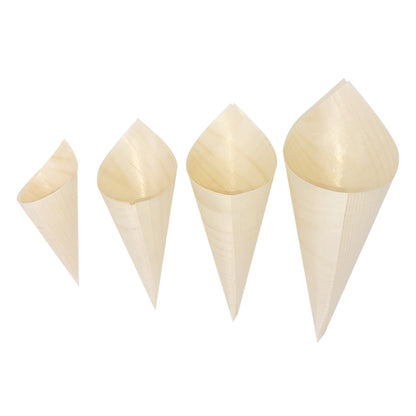 Disposable Cotton Wood Canape Serving Cones – Large (185x130mm) – Pack of 50