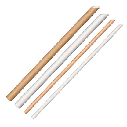 Individually Wrapped Kraft Paper Straws White with Pointed End  – 8mm – Pack of 100