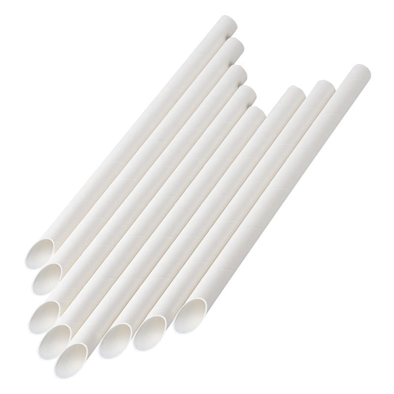 Individually Wrapped Kraft Paper Straws White with Pointed End  – 8mm – Pack of 100