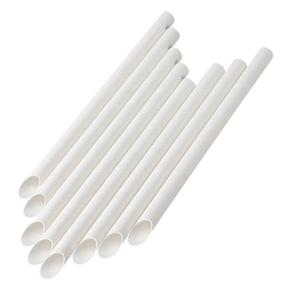 Pointed End Kraft Paper Straws - Individually Wrapped White Straws – 12mm – Pack of 100